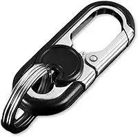 Chaveiro Mosquetão De Metal Com 2 Argolas, Trava De Segurança Reforçada Para Organização De Chaves De Carro, Moto E Casa, Estrutura Robusta E Ideal Para Uso Diário Ou Esportivo – DAZZELI