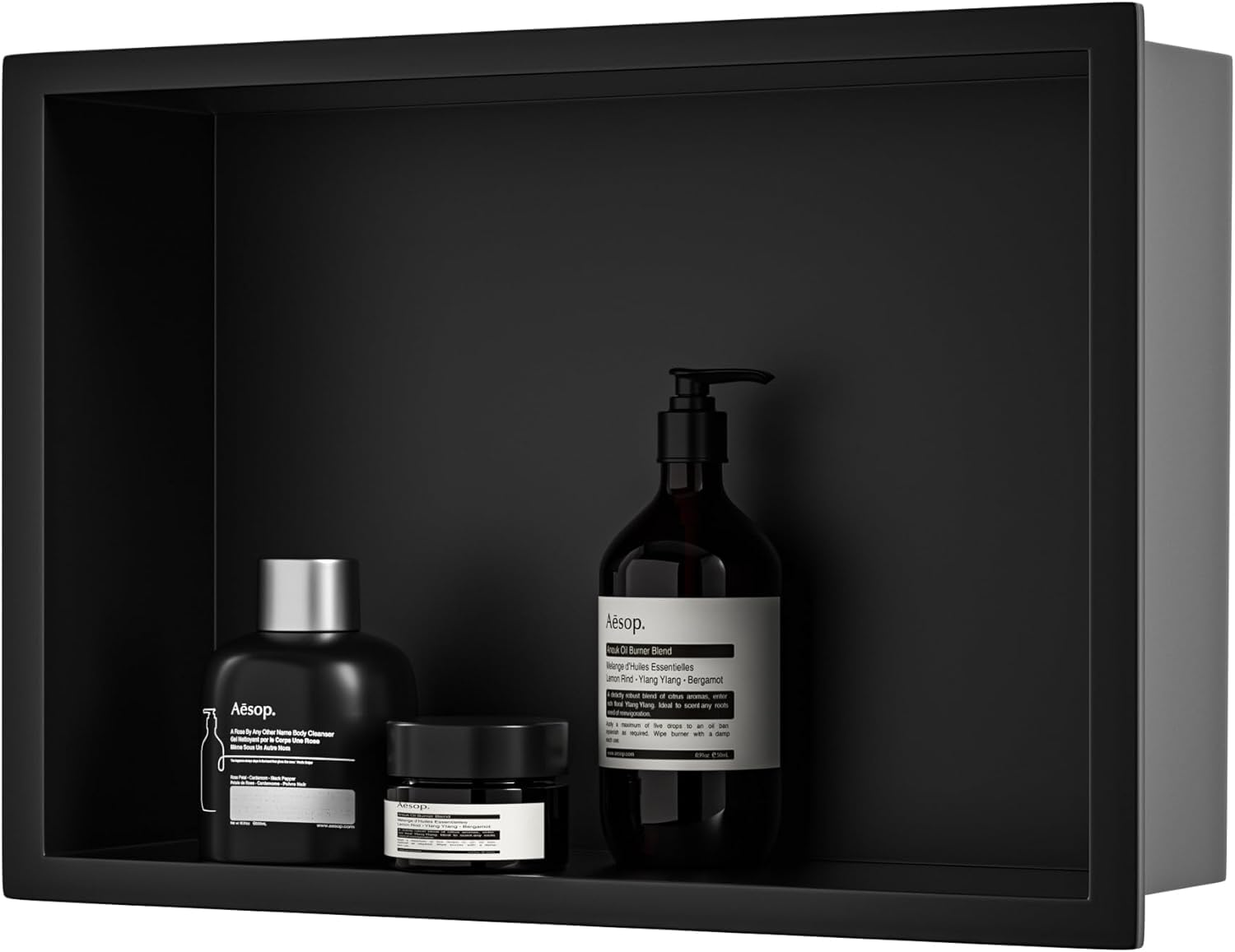 Bernkot Stainless Steel Shower Recess 450 x 300 x 100 mm Matte Black Non-Ceramic Tiles Embedded Shower Rack Wall Niche Bathroom Storage Installation Type