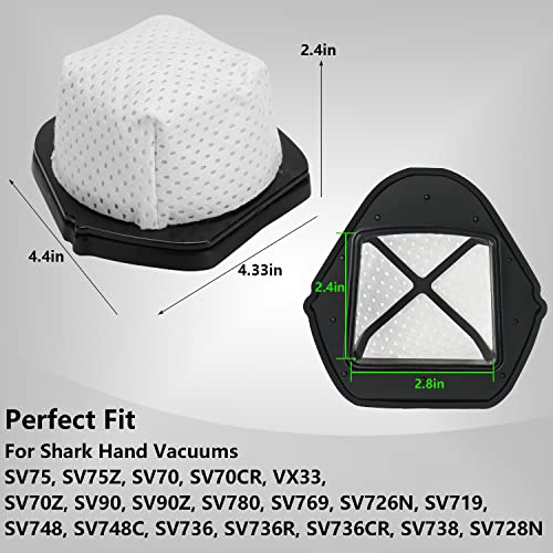 Improvedhand SV780 Dust Cup Filter Replacement Compatible with Shark Cordless Hand Vacuum SV75Z SV728N SV726N Directly Replaces Part # XF769, XSB726N Pack of 6 with 1 Pcs Cleaning Brush
