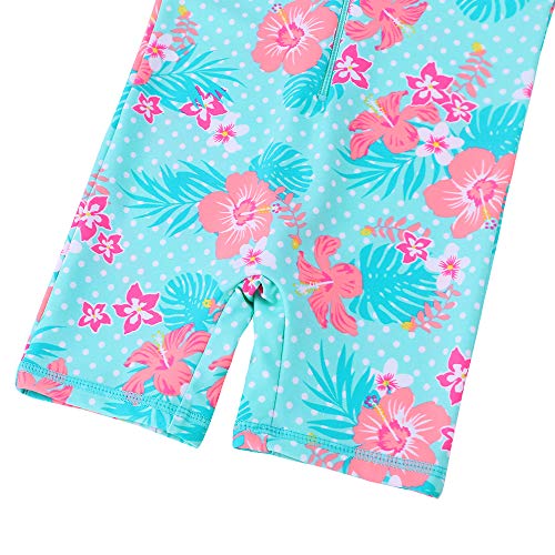 Tfjh E Swimsuits For Girls Long Sleeve Rash Guard Sunsuits Uv 50+ Zipper, Aqua Flower Long 128/134 #TOP3