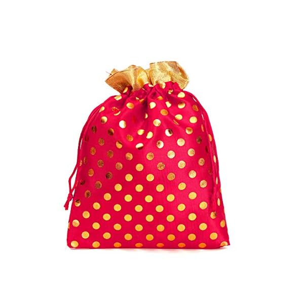 Meher Collection Women’s Ethnic Rajasthani Polka Dots Potli Bag for Return Gifts Wedding Gift for mom Potli Purse Gift Bags – Dark Pink Polka 1kg Large size (30cmx22cm)