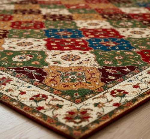 Image of DECOMIZER 5x7 Feet Premium Carpet for Hall | Rug Runner and Carpets for Bedroom /Living Area /Home with Anti Slip Backing | Machine Washable - Multicolor Zig