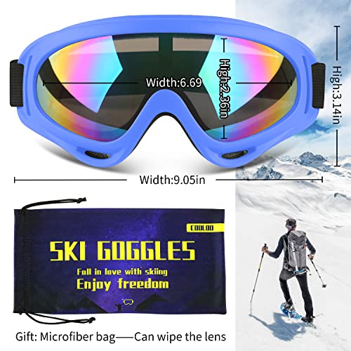 Image of COOLOO Ski Goggles, 2 Pack Snow Goggles Snowboard Goggles for Men Women Kids - UV Protection Foam Anti-Scratch Dustproof