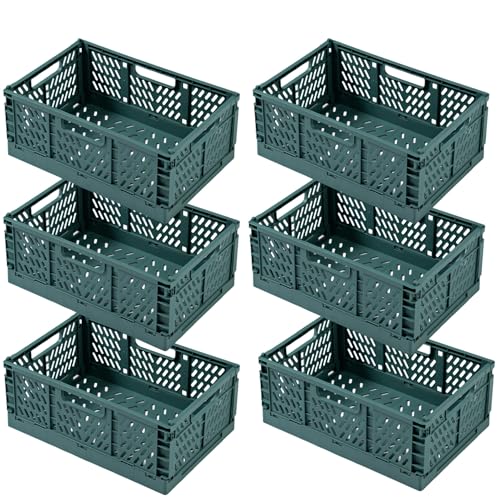 EURXLQ 6 scatole pieghevoli verde 30x20x12 cm, portatili, colorate, cucina bagno ufficio camera da letto