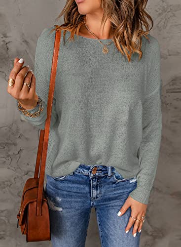 Image of Acelitt Womens Casual Lightweight Long Sleeve Crewneck Knit Shirts Tops, S-XXL