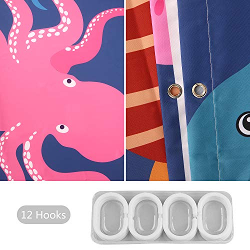Rosielily Kids Shower Curtain, Ocean Shower Curtains, Under The Sea Shower Curtain With 12 Hooks, Sea Animal For Kids Bathroom Decor, 72''W X72''H #TOP3