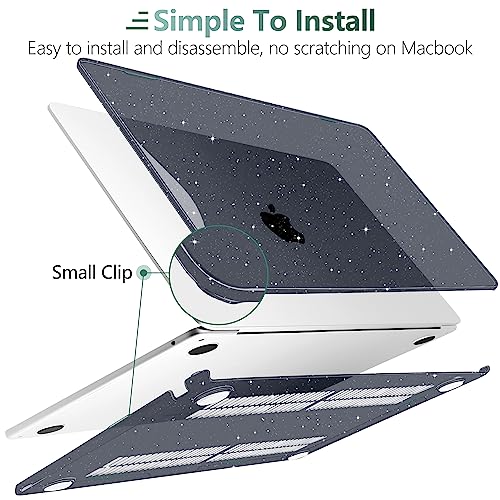 Image of DONGKE Compatible with MacBook Air 13.6 inch Case M4 M3 M2 2025 2024 2023 2022 A3240 A3113 A2681, Glitter Bling Plastic Hard Shell & Keyboard Cover for MacBook Air M4 13 inch Case, Sparkly Black