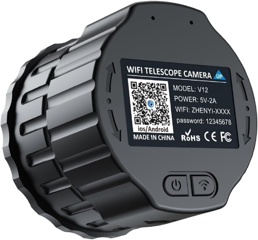 Cámara Ocular WiFi, vídeo 2.5K, 1920 x 1080 píxeles, con Pantalla 1,5 Pulgadas, Adecuada para microscopio óptico telescópico 24 a 50 mm y prismáticos monoculares, con Tarjeta Memoria 64 GB (V12 1)