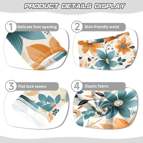 Girls' Leggings Flowers Floral Orange Blue Kids Yoga Tights Pants 1 Pack 208514523