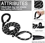 Dog Leash, 6 FT Heavy Duty Dog Leashes, Durable Premium Quality Strong Rope Slip Leash with Comfortable Padded Handle and Highly Reflective Threads for Small Medium and Large Dogs, (Black)