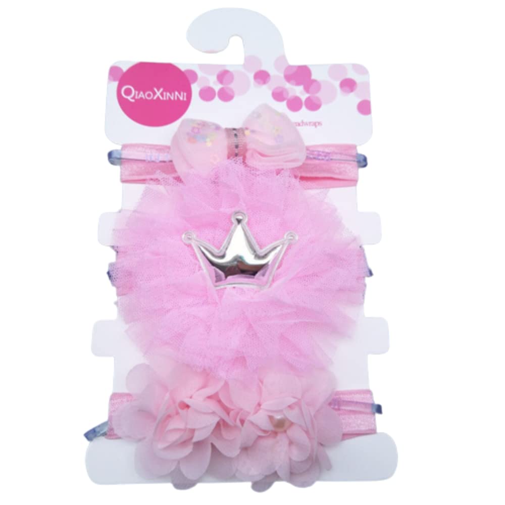 SYGA 3 Pcs Baby Girl Headband Strechable Bow Crown Flower Soft Hairband Suitable For 0-3 Years (STJ 06)-image-26
