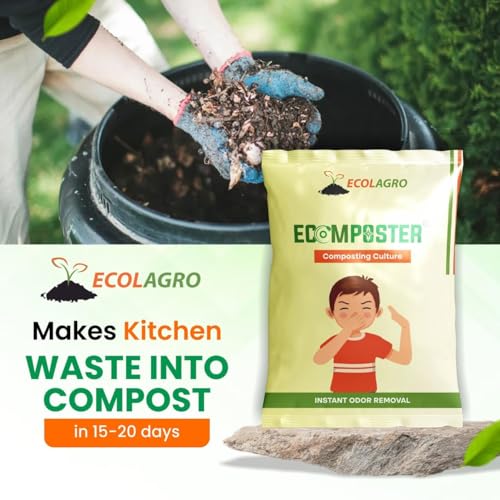 Image of EcoLagro Ecomposter Powder 250g | Kitchen Waste Compost Maker & Organic Waste Decomposer for Home Compost Bin | Odor Control Compost Accelerator for Food Scraps & Wet Waste | Pack of 1