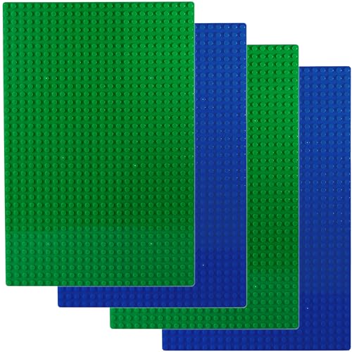Apostrophe Games Placas Base de Bloques de Construcción Compatibles con Las Principales Marcas Placas Base Verdes de 19,2 cm x 28,8 cm (2X Verde y 2X Azul)