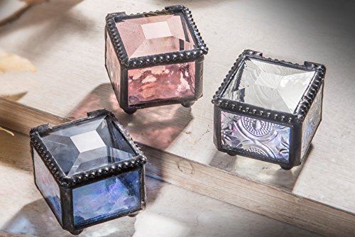 Ring Box Stained Glass Jewelry Box Decorative Keepsake Wedding Engagement Gift Clear Vintage J Devlin Box 522 #TOP5