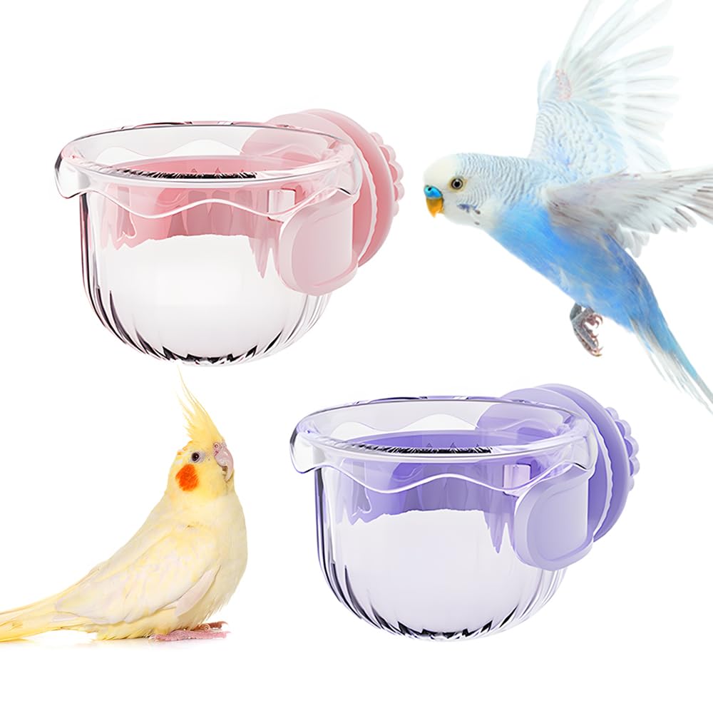 Bird Feeding Dish,2PCS Hanging Parrot Cage Feeder with Clamp for Budgies, Cockatiel, Finches, Conure, Small Animals