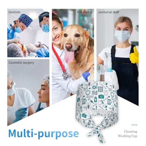 Image of Breathable Working Cap with Adjustable Sweatband Scrub Cap for Men /Women | Breathable Working Cap with Adjustable Sweatband Scrub Cap for Men /Women