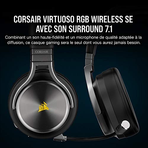 Corsair Virtuoso RGB Wireless SE acier - vue 3