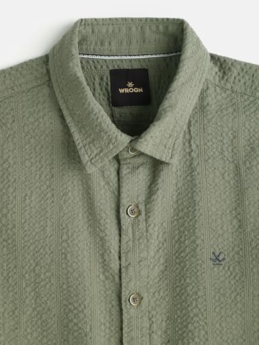 Image of WROGN Men's 100% Cotton Shirt | Textured | Slim Fit