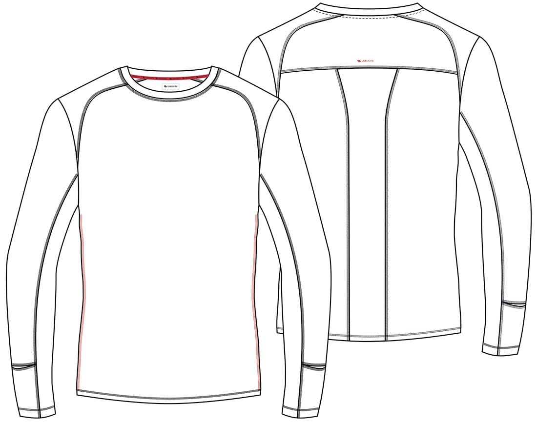 Infinity IN608 - Camiseta de manga larga con cuello redondo para hombre, costuras de contraste en las costuras laterales