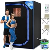 SereneLife Sauna Portable, pour Deux Personnes, Sauna Infrarouge, Th&eacute;rapie du Corps et Relaxation, Tente Chauffante Mobile, Spa Maison avec G&eacute;n&eacute;rateur de Vapeur, 2 Chaises pliables et T&eacute;l&eacute;commande