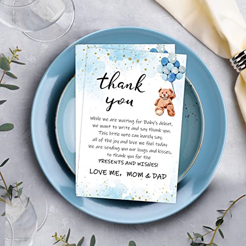 Kisston 50 Sets Baby Shower Thank You Cards 50 Bear Kid Thank You Notes With 50 Envelopes And Stickers Baby Shower Card Baby Shower Card Gift Baby Card For Gender Reveal Baby Shower (Blue) #TOP5