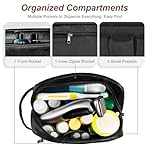 Travel Toiletry Bag for Men and Women, Travel Shaving Dopp Kit Water-resistant Bathroom Toiletries Organizer PU Leather Cosmetic Bags (Black) - Image 3