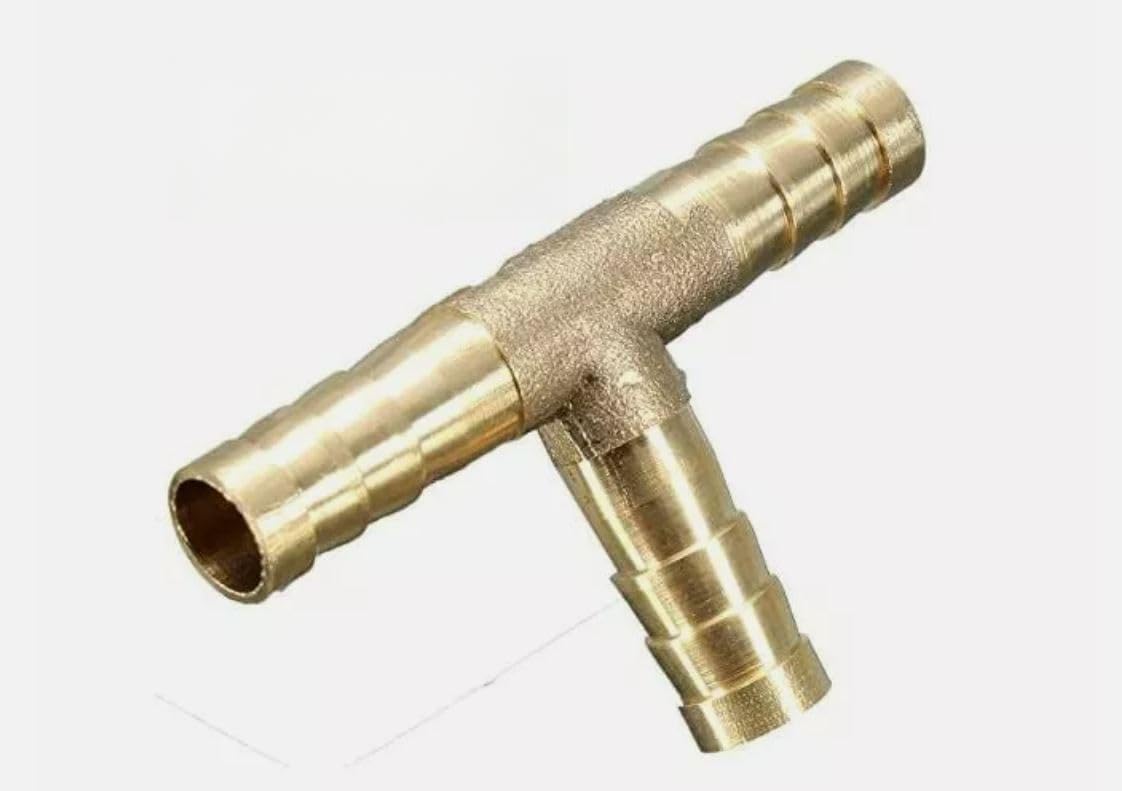 Msa Brass T Piece Barbed 3 Way 6Mm 8Mm 10Mm 12Mm Fuel Hose Joiner Adapter Fitting (, 8Mm)