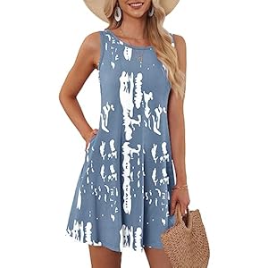 WNEEDU Women’s Summer Boho Dress Floral Casual Sleeveless Beach Dresses with Pockets 2025 New