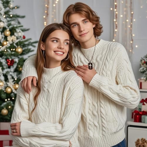 Matching Cross Necklaces For Couples Best Friends Stainless Steel Silver Black Ralationship Friendship Puzzle Cross Bff Necklace For 2 Set Religious Jewelry Christian Baptism Gift2