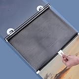 Rideau Petite Fenetre avec Transparent Ventouses Portable Isolant Thermique Opaque Protection Solaire,PVC Store Enrouleur Noir,pour Salon,Bureau,Salle de Bain,Voiture (40×60cm)