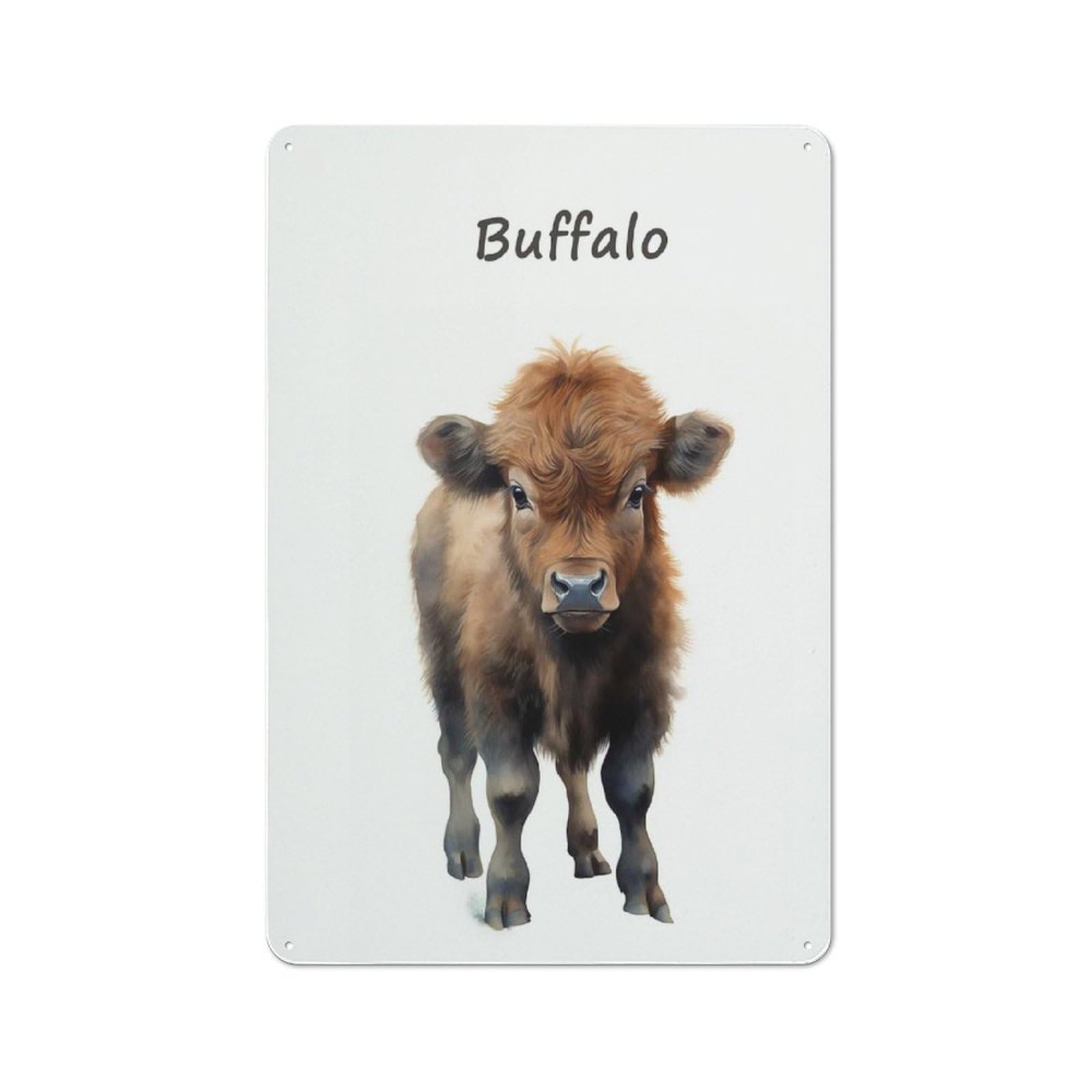 Junmoney Buffalo Baby Vintage Metal Sign 30X20cm For Hobby Room Or Studio, Housewarming Present For People Styling Hobby Room And Studio