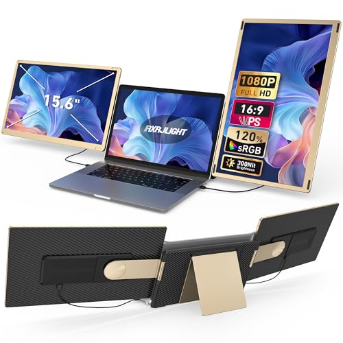 Image of 15.6 inch Laptop Screen Extender, Laptop Monitor Extender 120% sRGB FHD 1080P IPS Type-C /HDMI /USB-A Plug & Play Portable Triple Monitor for 13 inch-17 inch Laptops Compatible with Mac, Wins, Android, Chrome