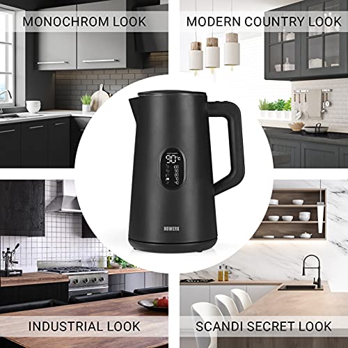 N8WERK Digitaler Wasserkocher mit Temperatureinstellung in Midnight Black | Fassungsvermögen 1,5 Liter, mit… – Bild 3