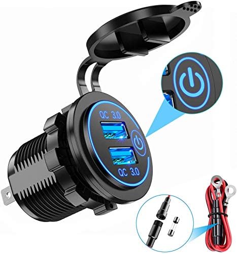 Meijegu QC 3.0 panneau de prise USB 12V / 24V, Quick charge 3.0 chargeur de voiture prise intégrée allume - cigare étanche adaptateur usb can pour moto bateau camion caravane ATV (E Meijegu QC 3.0 panneau de prise USB 12V / 24V, Quick charge 3.0 chargeur de voiture prise intégrée allume - cigare étanche adaptateur usb can pour moto bateau camion caravane ATV (E