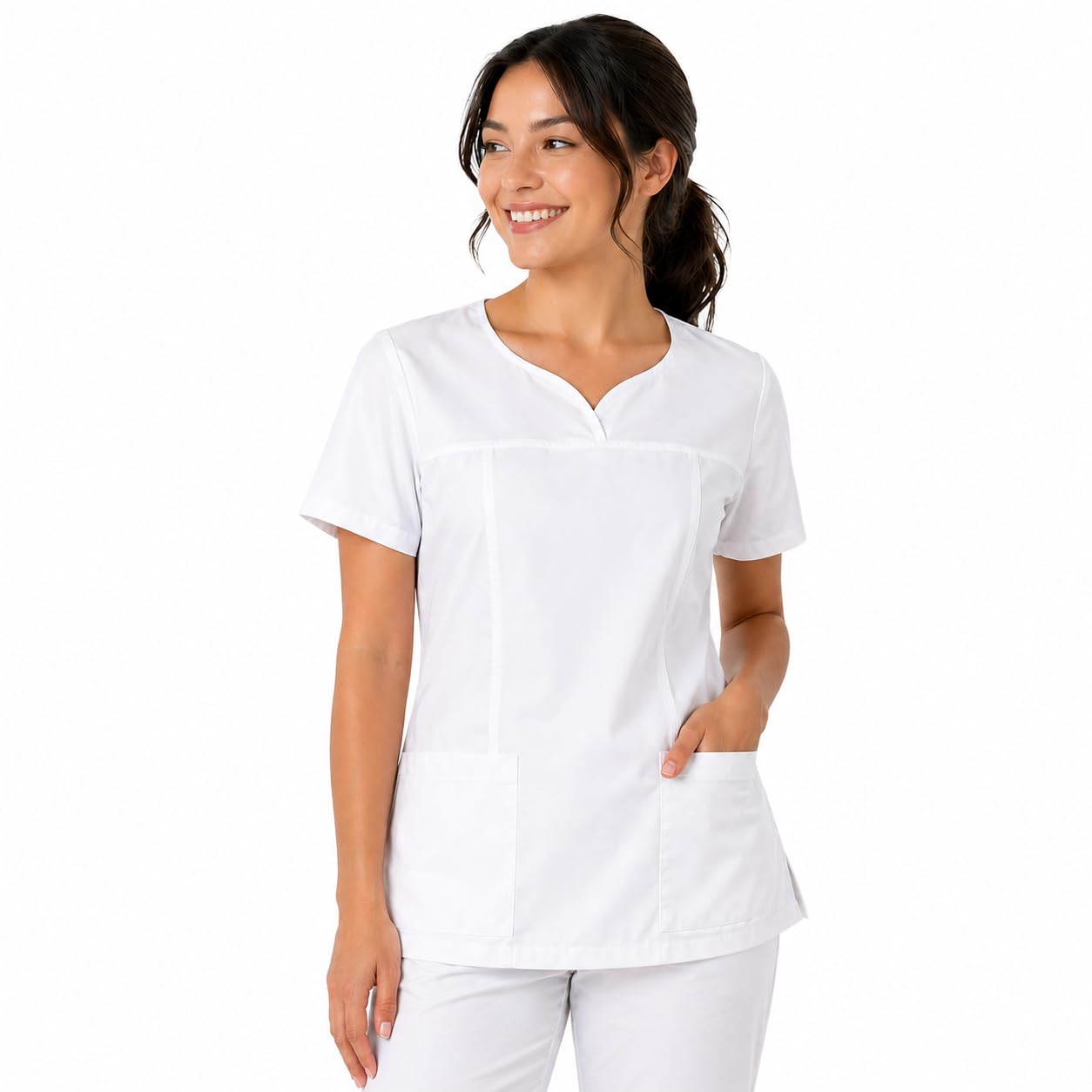 B-well Ines Casaca Elástica Señora Uniforme Estética Casacas Sanitarias Mujer Manga Corta Cuello V Uniformes Sanitarios Mujereterinarios