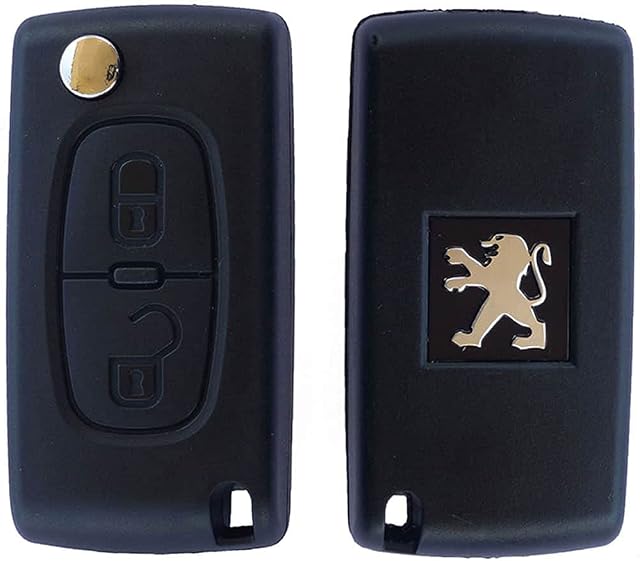 RKFUK® Replacement 2 Button Remote Car Key Fob Case CE0536 with HU83 Flip Blade Suitable for Peugeot 107 207 208 307 308 407 408 607 807 3008 5008 Expert Keys and Fobs for Cars and Vans
