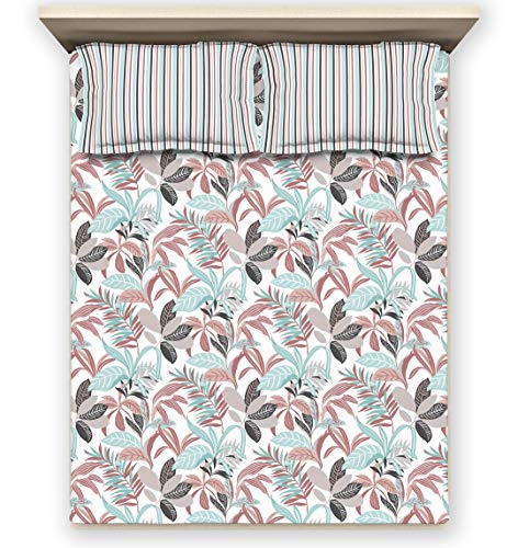 Image of DDECOR - Caledine 100% Cotton Fitted Bedsheet with 2 Pillow Covers, King Size, Multi