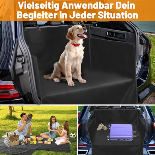 Aonext Kofferraumschutz Hund Gesteppt mit Seiten und Ladekantenschutz, Hundebett Kofferraum Wasserdicht & Kratzfest, Universal Hundedecke Auto Kofferraum
