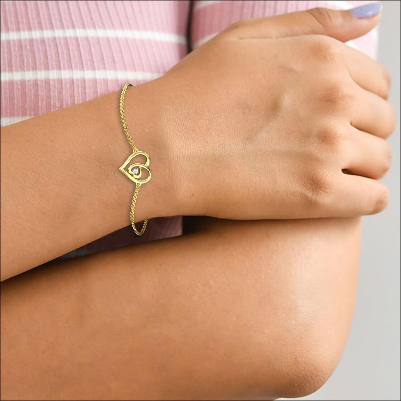 Image of KISNA 14KT|18KT BIS Hallmark Pure Gold Heart bracelets For Women Size -7