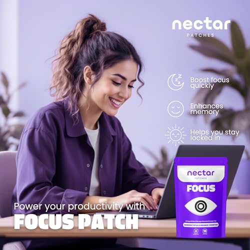 Image of Nectar Focus Patches | Natural Cognitive Support with Ginkgo Biloba, Bacopa & Magnesium for Memory - Mental Clarity Neuro Patches for Work, Study - Clean Plant-Based Nootropic Alternative | 30 Count
