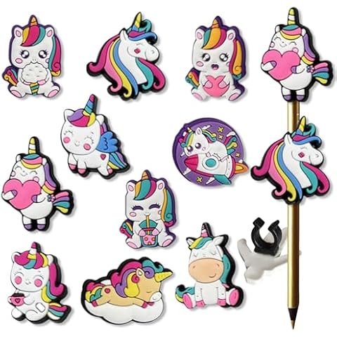 WFJ Unicorn 10PCS Pencil Toppers - Pencil Clips Lovely Pencil Accessories Bulk Pen Toppers Charm Fun Kawaii Classroom Rewards and Prizes - Decorate Your School Supplies - Perfect Kids Incentives Cover