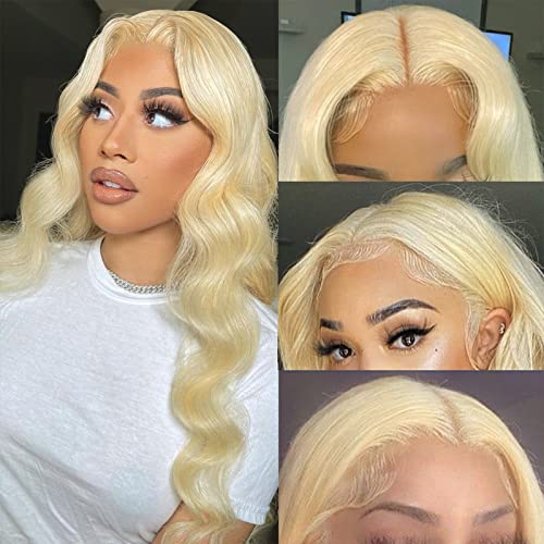 AILICEEHR Hair 613 Transparent Lace Front Wigs Human Hair blonde Lace Frontal Body Wave Wigs 13x4 Lace Closure Wig Free Part Pre Plucked with Baby Hair 150% Density for Black Women. (613, 26)