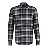 Klassischer Kentkragen LERROS - Herren Flanellhemd, kariert, Regular FIT (22201047), Größe:XXL, Farbe:Black (290)