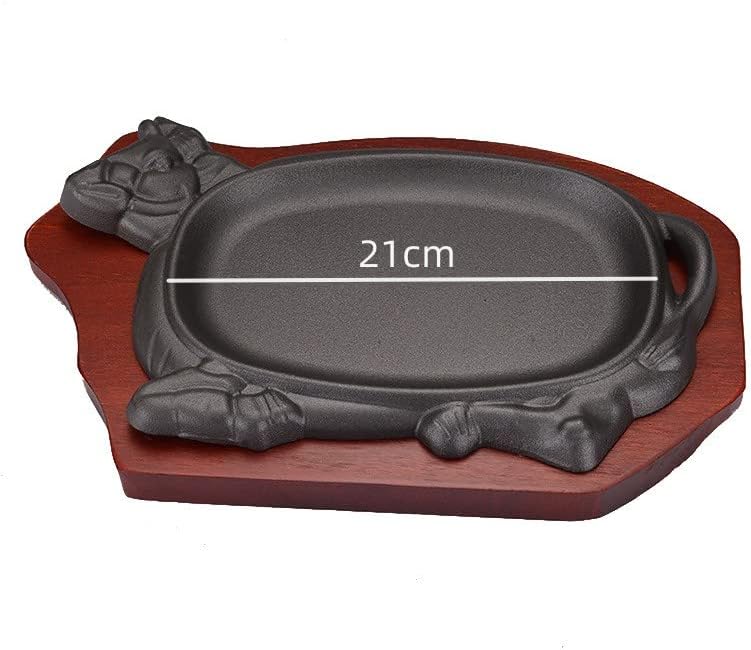 ステーキパン、グリルパン、 鋳鉄ファヒータセットスキレット日本のステーキプレート鉄板焼きグリルパン電気グリドルBBQグリルパンレスト