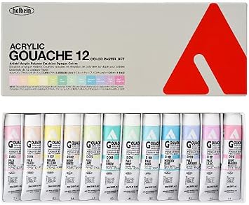 Holbein : Acrylic Gouache : 20ml : Pastel : Set of 12