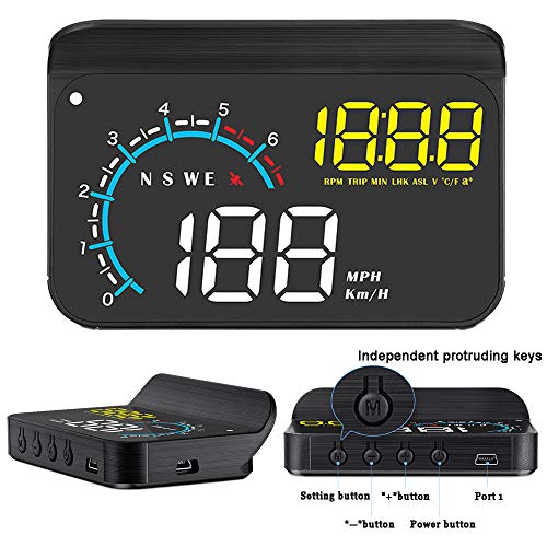 FIUNED Car Head Up Display,Universal Dual System HUD Display OBD 2/GPS Dual USB