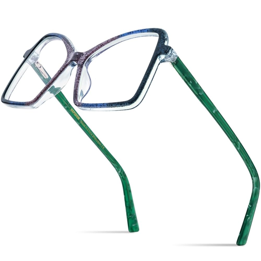 MUTYNE Mehrfarbige Acetat-Brillengestelle für Damen, Supergröße, Cat-Eye-Brillen, Brillen