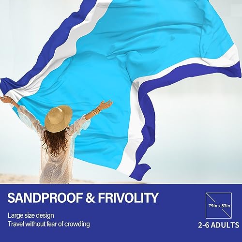 Famstar Beach Blanket Oversized Extra Large 79" X 83"',Waterproof Sandproof Beach Blanket 1-7 Adults Lightweight Durable For Travel Camping Hiking Picnic (79" X 83") #TOP4
