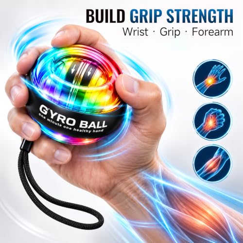Auto Start Gyro Ball Wrist Trainer, Forearm Exerciser & Grip Strengthener for Hand, Finger & Arm, Beginner Friendly with LED Light & Storage Bag for Home Gym & Sports - image 3