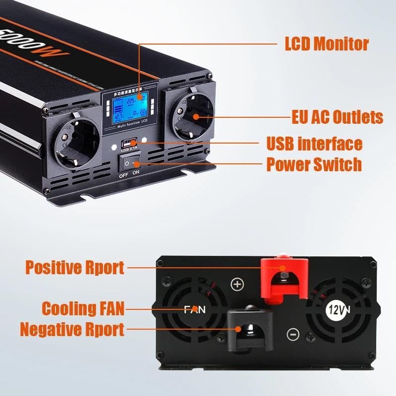 Convertisseur 24V 220V 3000W onde sinusoïdale pure avec télécommande UE